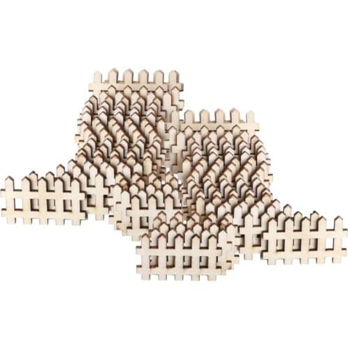 100Pcs Mini Wooden Fence Miniature Fairy Garden Landscape Bonsai DIY Craft