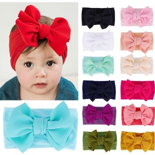 2020 Baby Material Baby Hat Accessories with Bow Knot Infant Beanie Solid Big Bowknot Cap for Girls Kid Hats