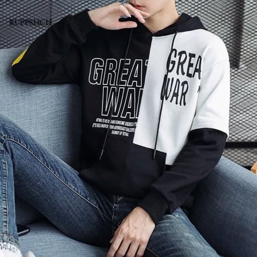 2021 Mens Hoodie Sweatshirt Mens Stitching Printed Long Sleeve Hoodie Sweatshirt Casual Pullover