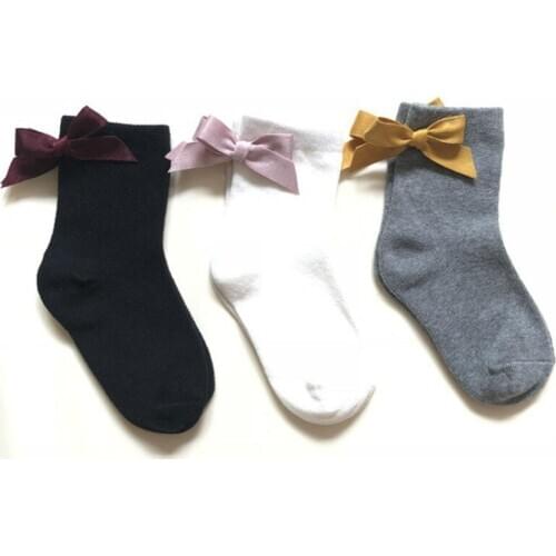 3 Pairs / lot Newborn Baby Girls Socks Korean New Kids Toddlers Big Bow Soft Cotton Children Socks Clothes Accessories