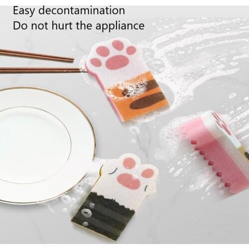 3pcs Cleaning Brushes Household wipe thickening decontamination cat claw sponge kitchen brush pot dishwashing sponge block