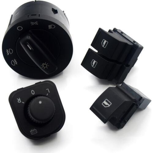 4Set Headlight Windows Mirror Switch Button 1K0 941 431Q 1K0 959 565K 1K3 959 857A 1F0 959 855 For VW EOS Golf 5 6 GTI Passat CC