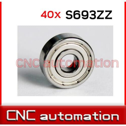 40pcs 693 S693ZZ S693-2Z 3*8*4mm Miniature stainless steel deep groove Radial shaft ball bearing
