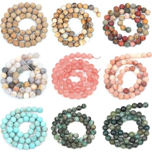 Natural Stone Frosted Mix Colors Watermelon Peel Agates Round Loose Beads For Jewelry Making Needlework Bracelet Diy Strand 8 MM