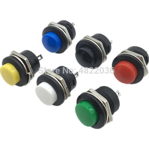 5pcs R13-507 Momentary button switches OFF-ON reset switch 16MM Push Button Switch AC 6A/125V 3A/250V 6 colors