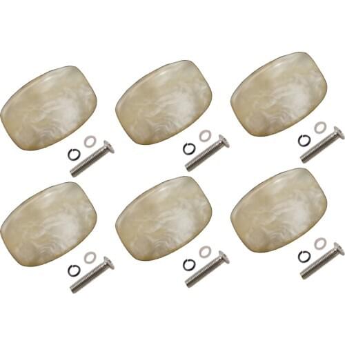 6Pcs Plastic Wood Guitar Tuning Peg Buttons Machine Heads Handle Caps with Screws Gaskets