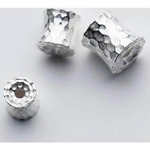 925 Sterling Silver Concave Bucket Beads Handmade Barrel Spacer Beads DIY Women Men Bracelets Jewelry Making 9mm 11mm 12.5mm