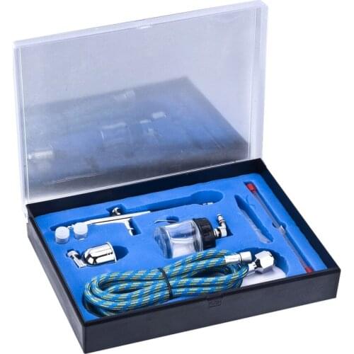 TD-134K Dual Action Airbrush Air Compressor Kit Spray Gun Set 0.2mm / 0.3mm / 0.5mm Needles & Nozzles Paint Tattoo Manicure Tool
