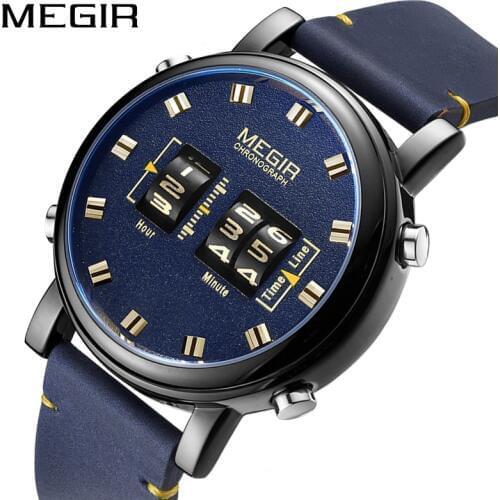 MEGIR Mens Watches Top Brand Luxury Quartz Sports Watch Clock Men Leather Military Wristwatch Relogio Masculino Reloj Hombre