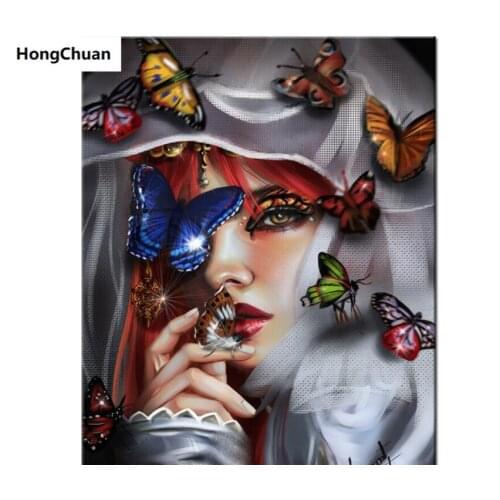 Beautiful Butterfly Woman Wall Decoration Canvas Art Square Round Cross Stitch Diamond Painting Diamond Mosaic Hand Sticker Gift