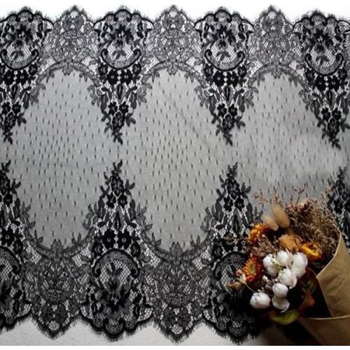 3M/ Lot Wide 55CM Black and White Eyelash Lace, Handmade DIY Wedding Accessories, Clothing Curtain Material