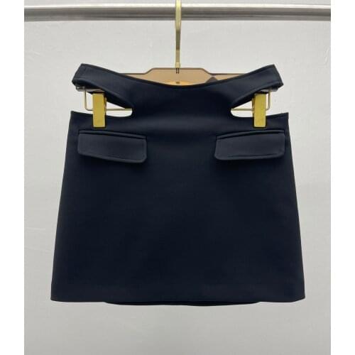 Summer High 2021SS Quality Women Luxury Cotton Black Mini A-Line Skirt For Ladies Ddxg2 4.23