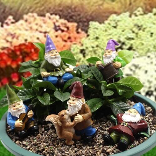 5PCS Fairy Garden Miniatures Gnome Mini Cute Dwarf Figurines Bright Colors And Cuteness Flowerpot Dwarf Decoration