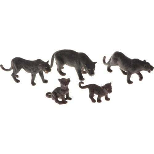 Simulation Black Leopard Animal Model Action Figures Kids Toy Collectible
