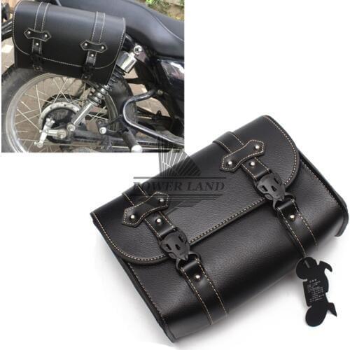 For Harley Sportster XL883 Honda Suzuki Kawasaki Black Motorcycle PU Leather RetroTool Bag Luggage Motorbike Saddle Bag Pannier