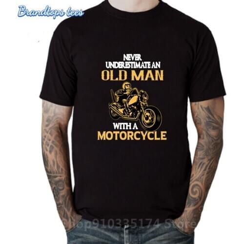 Never Underestimate an Old Man with a motorcycle T shirt men Vintage Indian Motorcycle t-shirts Cotton tshirt Moto bike Clothing