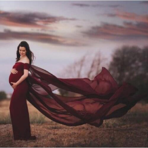 Maternity Dresses Pregnant Woman Clothes Sexy Solid V Neck Maternity Photography Props Maxi Gown Dress for Photography Photo Sho