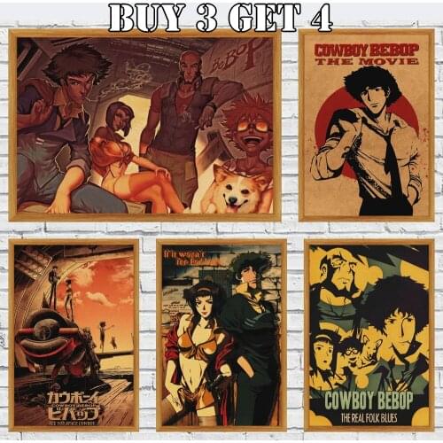 Classic Movie Poster Cowboy Bebop Anime Kraft Paper Poster Wall Art Retro Home Decor Painting
