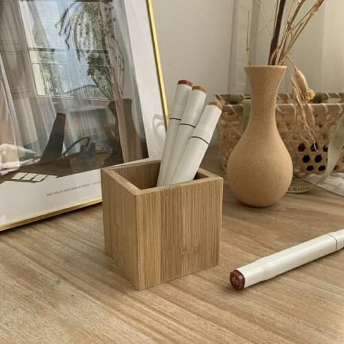 Simple Wooden Pen Holder, Makeup Brush Storage Tube, Student Desktop Storage Box,Home Decorations
