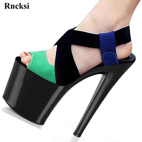 Rncksi Splice Sexy Dance Shoes New Women sandals platform 20cm Ultra high heels Pole Dance Night clubbing Girls Shoes