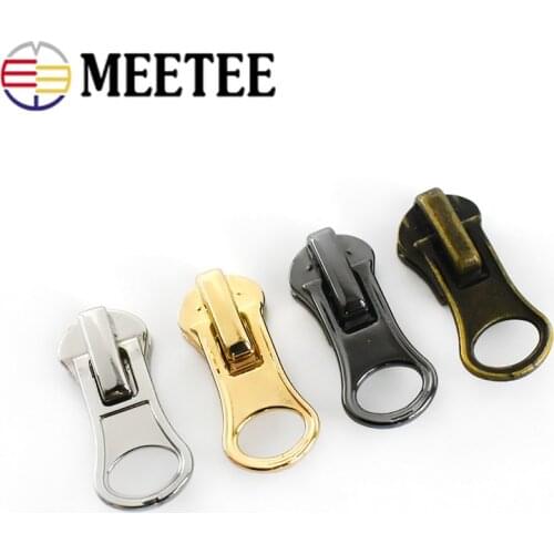 Meetee 10pcs 3# 5# Zipper Slider Puller for Metal Zippers DIY Bag Jacket Zip Head Slider Clothes Zips Head Repair Fitting Kit