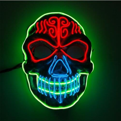 Glowing EL Wire Mask Cosplay Party Horror Costume Light Up Scary Skull LED Mask For Carnival Halloween