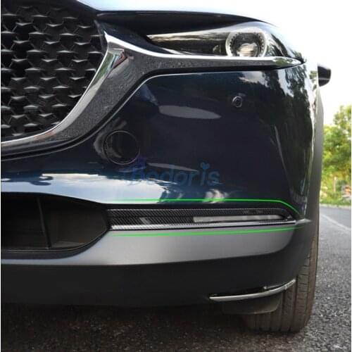 Carbon Fiber Color Car Front Fog Reflex Light Lamp Covers Foglight Trim Frame Decorate For Mazda CX-30 CX30 2020 2021 Accessory