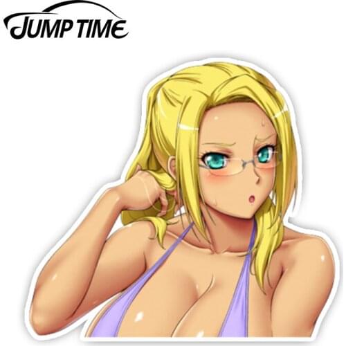 Jump Time 13cm x 11.7cm Amagi Brilliant Park Ashe BIG HEAD Peeker Car Stickers Waifu Decals Motor Laptop Car Accessories Decor