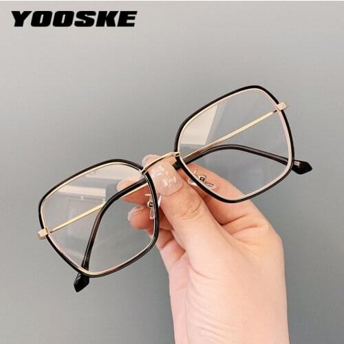 YOOSKE 2021 Polygonal Glasses Women Vintage Metal Irregular Eyeglasses Luxury Brand Computer Optical Glasses Ladies Gold Black