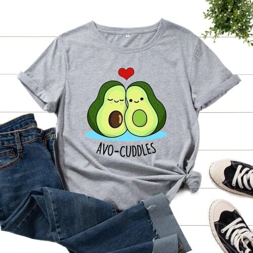 European and American womens avocado casual plus size mothers day cotton short-sleeved T-shirt