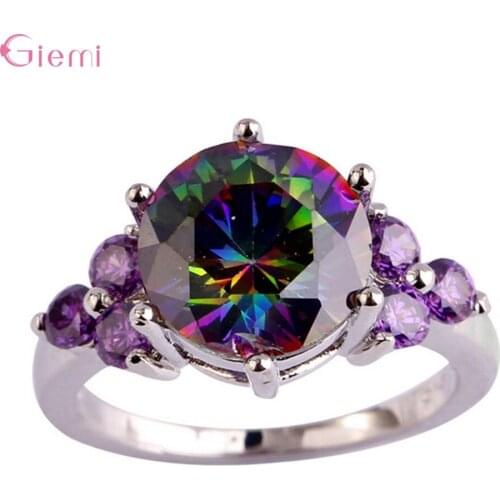 Exquisite Fashion 925 Sterling Silver Colorful CZ Zirconia Ring for Women Female Elegant Cubic Jewelry Gift Bijoux