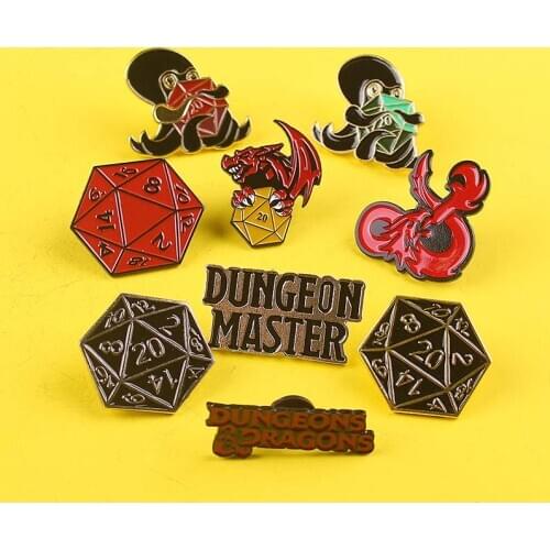 Red Dragon Badges for Backpack Clothes Lapel Pin Badges Metal for Clothes Dice Brooch Enamel Pins for Backpacks Badge Gift Decor