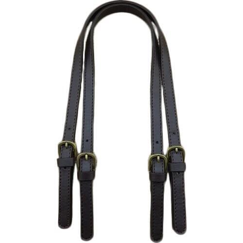 1Pair Leather Handles Durable Shoulder Bags Detachable Belt Women Handle DIY Handmade Replacement Handbag Adjustable Strap Black