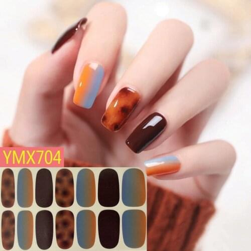 14Tips/sheet Nail Wraps Leopard Nail Art Stickers 3D Summer Complete Nail Decals Waterproof Self-adhesive DIY