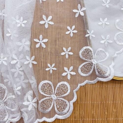 14yard Flowers Polyester Silk Mesh Embroidery Clothing Accessories Lace Trim Fabric Home Soft Ornaments Dress Skirt Accessories