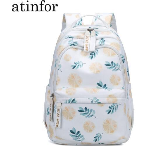 Embroidery Ribbons Waterproof Large Backpack Women Fruit and Flower Printing Rucksack 15.6'' Laptop School Bag for Teen Girls