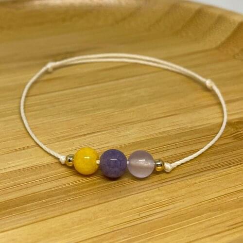 Women Purple Agate Bracelets Girl Handmade Adjustable Thread Crystal Beads Jewelry Natural Stones Decorations Gift to Girlfrien