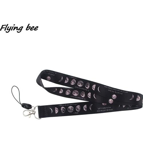 Flyingbee Lunar Eclipse Process Neck Strap Lanyards ID Badge Card Holder Keychain Phone Gym Strap Webbing Necklace Gift X1217