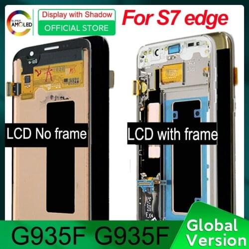 SUPER AMOLED 5.5" with Burn Shadow Full LCD for SAMSUNG Galaxy S7 edge G935 G935F Display Touch Screen Digitizer Repair Parts