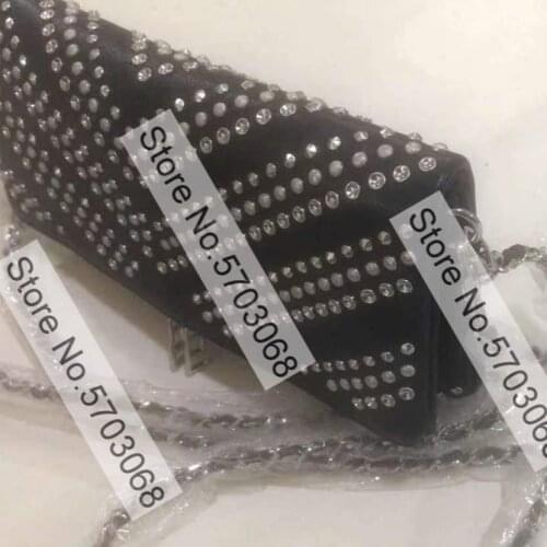 Limited Stock Women High Quality Rivet Patchwork Messenger Bag With Chains