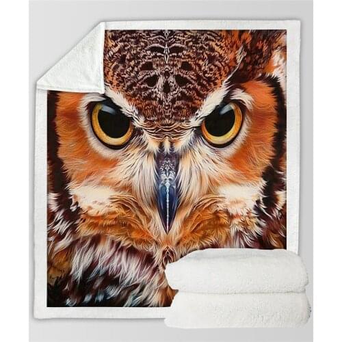 Plstar Cosmos Owl Fleece Blanket 3D print Sherpa Blanket on Bed Home Textiles Dreamlike style-1