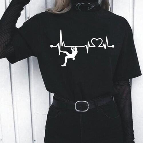 Humor Rock Climb T-shirts Rock Climber Cool Climbing Casual Tee Shirt Femme Funny Mountain Climber Heartbeat T Shirt Women Tops