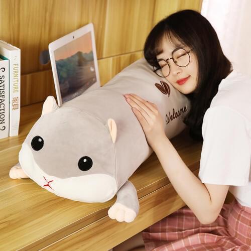 Hot New 80cm/100/120CM Cartoon Hamster Plush Toy Doll Bed Sleeping Long Pillow Cute Pet Zodiac Mouse Baby Birthday Gifts