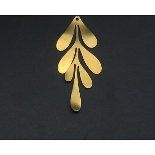 Brass Single Hole Glossy Simple Forest Leaf Charm Pendant Diy Bracelet Necklace Accessories