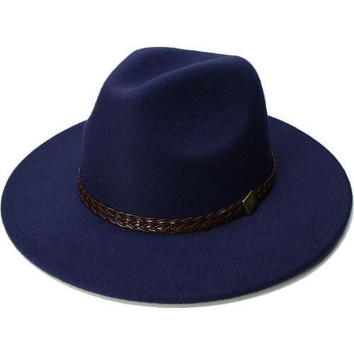 LUCKYLIANJI Retro Kid Child Vintage 100% Wool Wide Brim Cap Fedora Panama Jazz Bowler Hat Braid Band with Rivet(54cm/Adjusted)