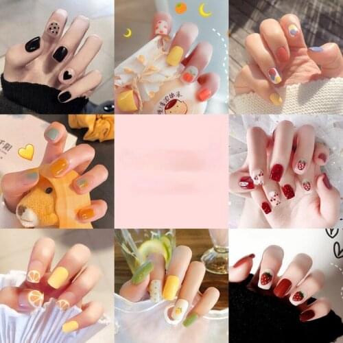 Fashionable and Popular A Variety of Colors Small Fresh Fake Nails, Removable Nail Stickers 24pcs/box Nail Supplies