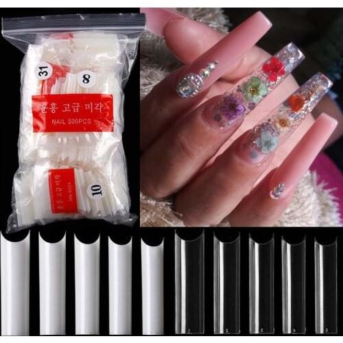 Fake Nails Long Coffin Full Coverage Rectangular Ballerina False Nail Acrylic False Nails DIY Manicure Tool Natural Transparent