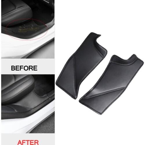 2Pcs Car PU Leather Rear Door Sill Protector Sticker Fit for Tesla Model Y