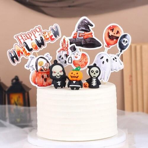 2021 New Halloween Cake Decoration Ghost Pumpkin Spider Web Kid Cake Card Baking Decoration Party Wedding Cake Decor Accessories