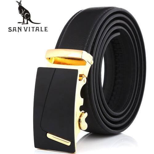 Belts Men Belt Genuine Leather Fashion Girdle Cinturones De Hombres Accessories Cowskin Apparel Waist Man Black Stretch Buckles